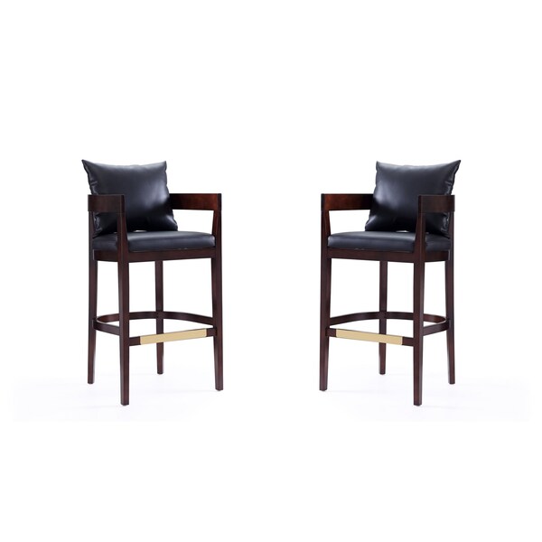 Manhattan Comfort Ritz Barstool in Black and Dark Walnut, PK2 2-BS013-BK - main